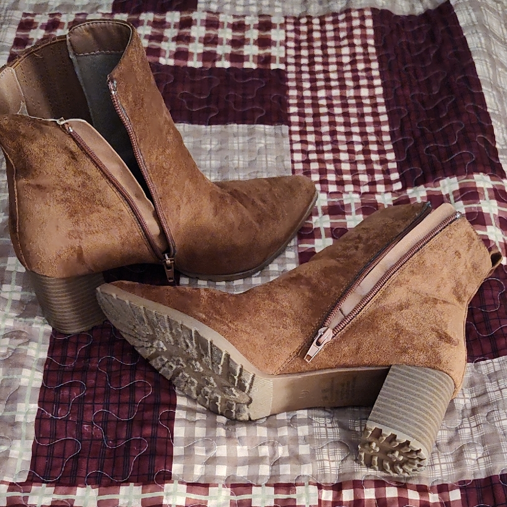 Maurices Tan Suede Ankle Booties
